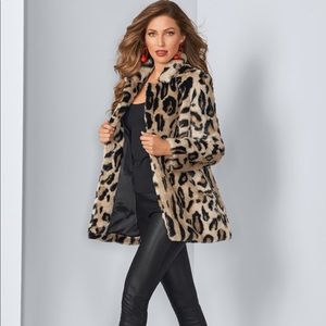 NWT Venus faux fur leopard print coat